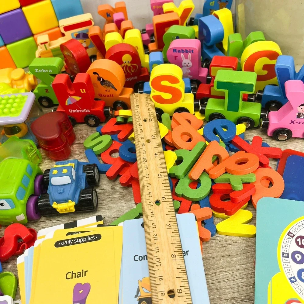 Preschool Learning Toy Lot Alphabet Train Magnetic Letters Flashcards Blocks